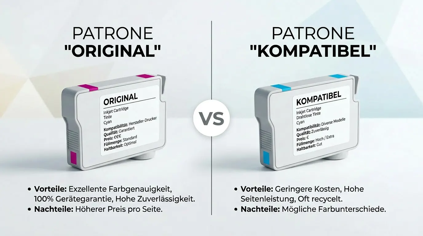 Original-Tintenpatrone versus kompatible Druckerpatrone im Vergleich