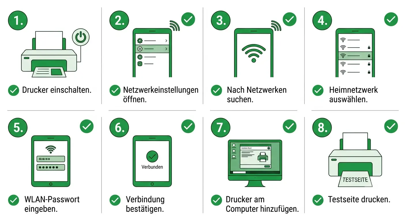 WLAN-Drucker Schritt für Schritt verbinden